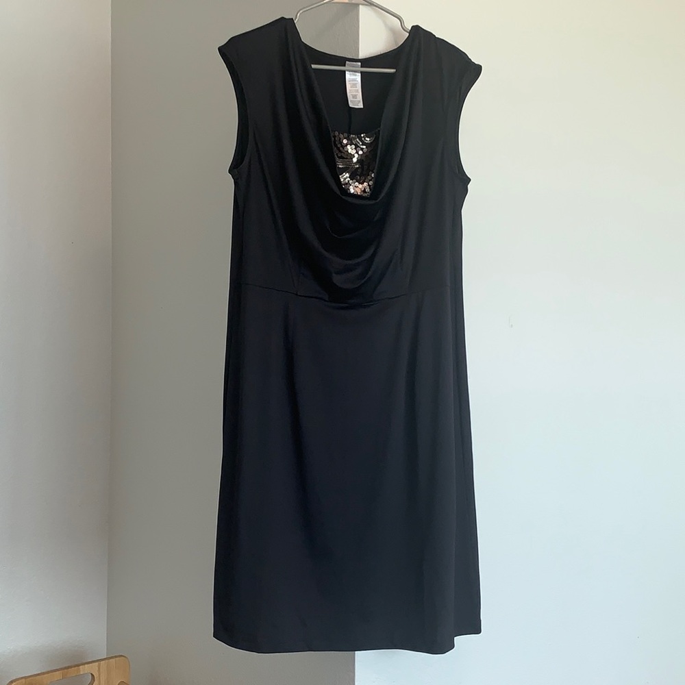 Black Cocktail Dress with Gold Design - Picture 6 of 10